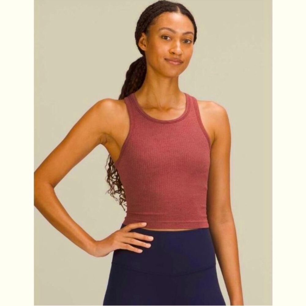 Lululemon Ebb to Street Cropped Racerback Tank Top Smoky Red Size 12